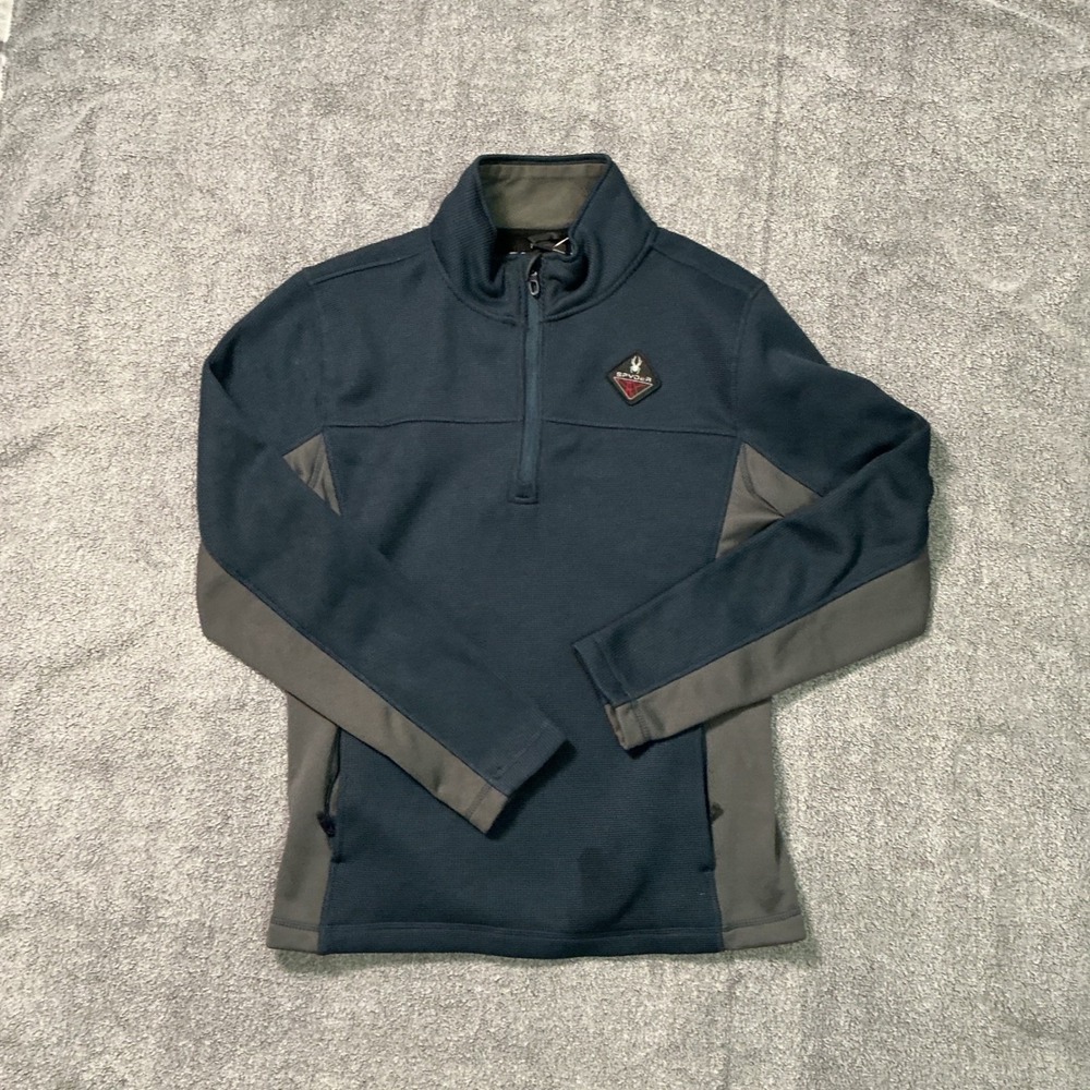 Spyder Mens Frontier Quarter Zip Pullover Navy Blue Grey SPFED023-402 New